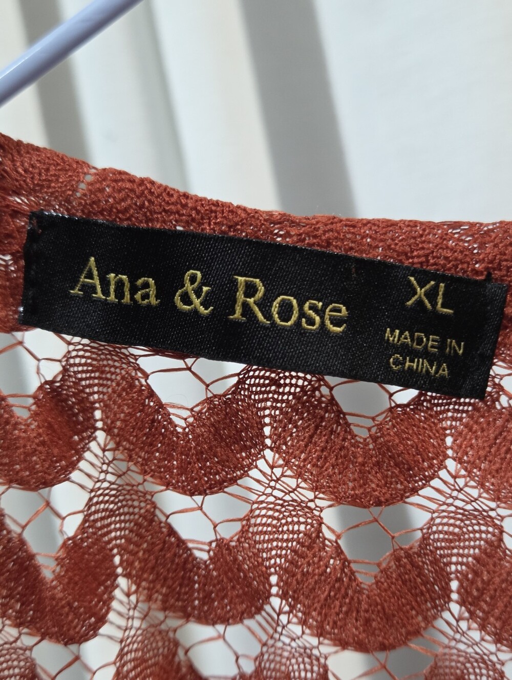 Open-Knit Long Cardigan - Terracotta Red - Picture 2 of 3